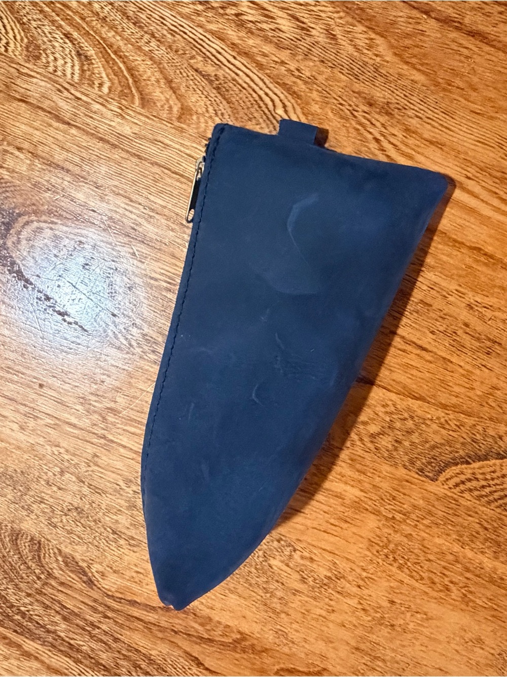 Portland Leather Navy Suede Zip Pouch